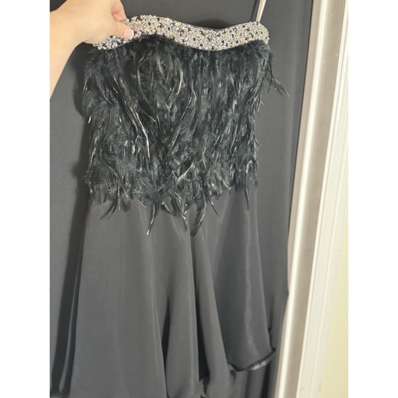 Atelier Alyce Black Strapless Tulle Dress Party Black Swan Feather Whimsigoth 6 - Picture 4 of 13